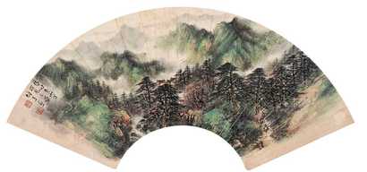 黎雄才 山水 扇面